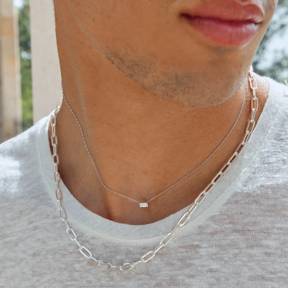 Fashion Laboratory-Grown Diamond 0.20ct Baguette Necklace in Silver Best Selling Gifts | Gifts For Her