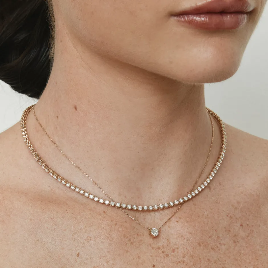New Laboratory-Grown Diamond 4.00ct Tennis Necklace in 10k Gold Gifts For Her | Luxe Gifting