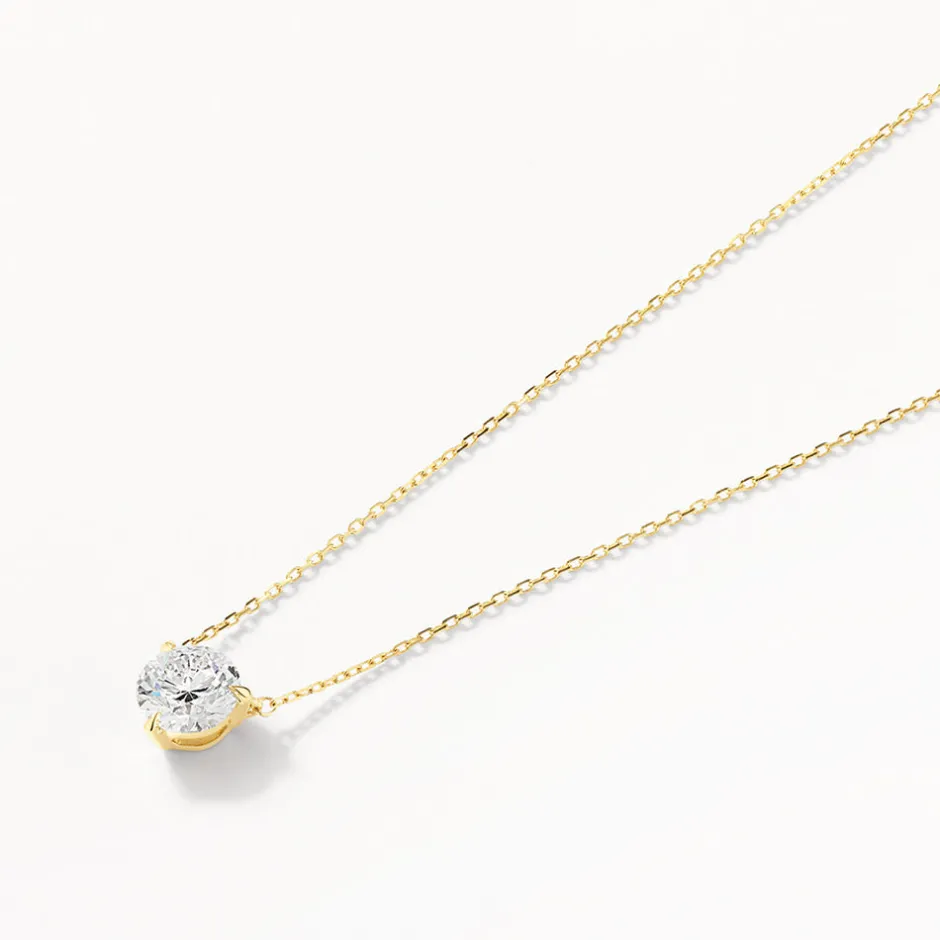 Sale Laboratory-Grown Diamond 1.0ct Round Necklace in 10k Gold Gifts For Her | Luxe Gifting