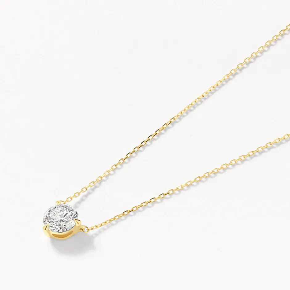 Best Laboratory-Grown Diamond 0.75ct Round Necklace in 10k Gold Gifts For Her | Luxe Gifting