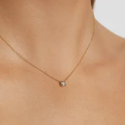 Outlet Laboratory-Grown Diamond 0.50ct Round Necklace in 10k Gold Gifts For Her | Luxe Gifting