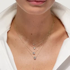 New Laboratory-Grown Diamond 0.10ct Round Necklace in 10k Gold Gifts For Her | Birthstone Jewellery