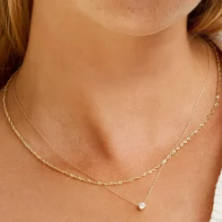 Outlet Laboratory-Grown Diamond 0.20ct Round Necklace in 10k Gold Best Selling Gifts | Gifts For Her