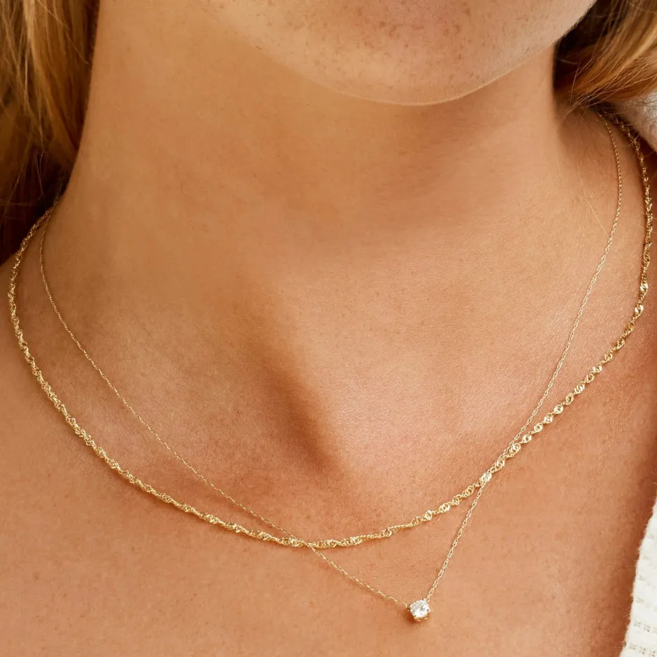 Outlet Laboratory-Grown Diamond 0.20ct Round Necklace in 10k Gold Best Selling Gifts | Gifts For Her