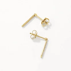 Online Laboratory-Grown Diamond Fine Drop Bar Stud Earrings in 10k Gold Laboratory-grown Diamonds | Earrings