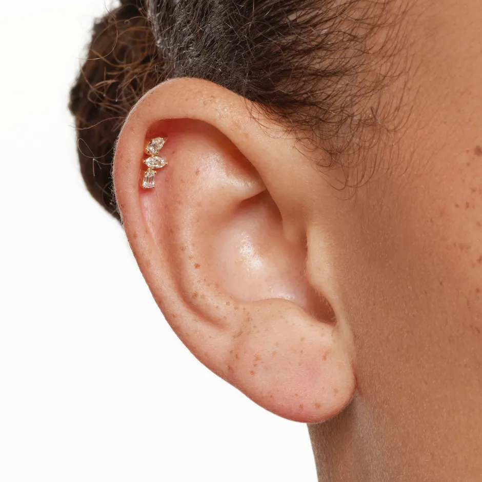 Sale Laboratory-Grown Diamond Fancy Trio Helix Single Stud Earring in 10k Gold Laboratory-grown Diamonds | Earrings