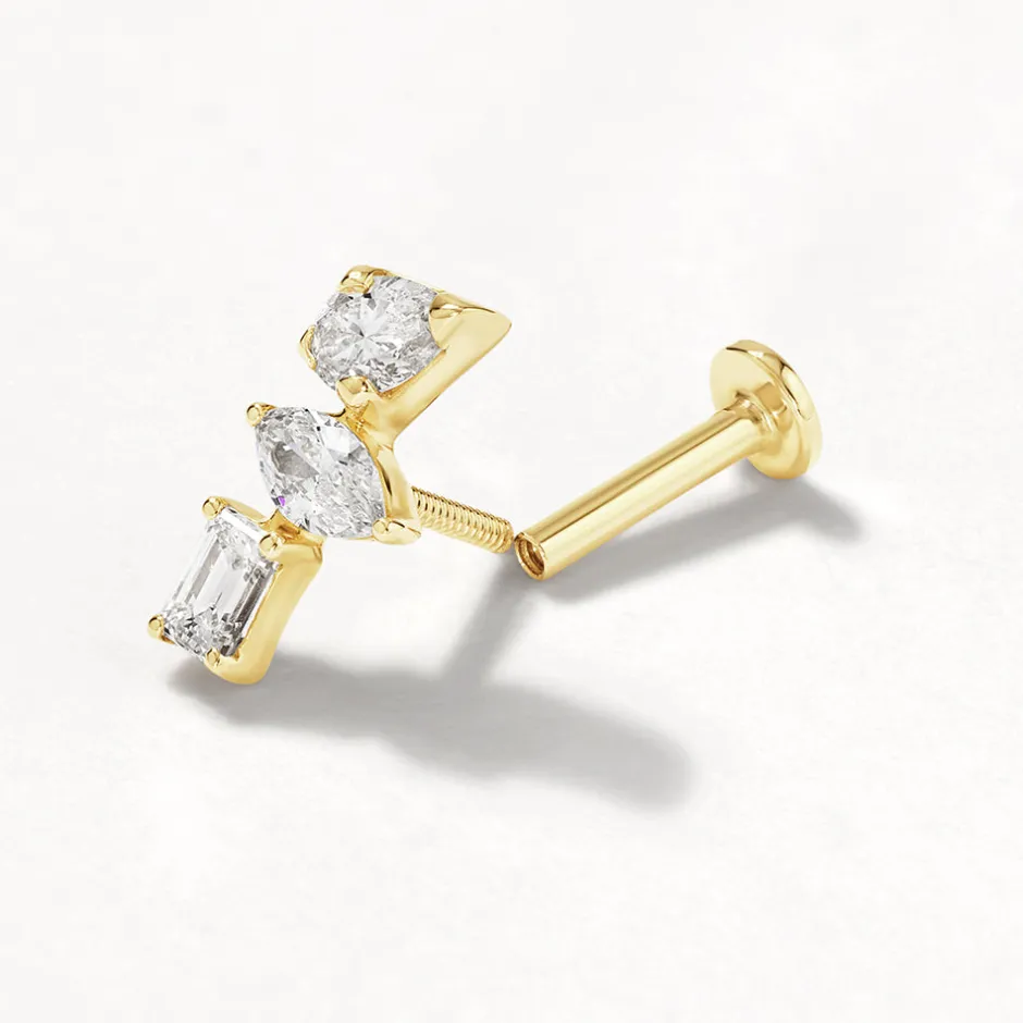 Sale Laboratory-Grown Diamond Fancy Trio Helix Single Stud Earring in 10k Gold Laboratory-grown Diamonds | Earrings