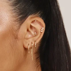 Sale Laboratory-Grown Diamond Fancy Trio Helix Single Stud Earring in 10k Gold Laboratory-grown Diamonds | Earrings
