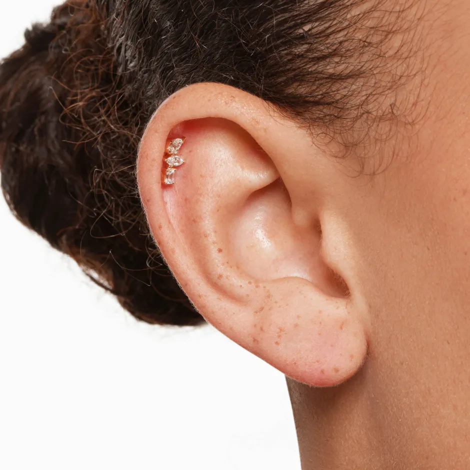 Sale Laboratory-Grown Diamond Fancy Trio Helix Single Stud Earring in 10k Gold Laboratory-grown Diamonds | Earrings
