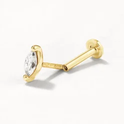 Fashion Laboratory-Grown Diamond Marquise Helix Single Stud Earring in 10k Gold Laboratory-grown Diamonds | Earrings