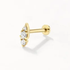 Hot Laboratory-Grown Diamond Pave Marquise Helix Single Stud Earring in 10k Gold Laboratory-grown Diamonds | Earrings