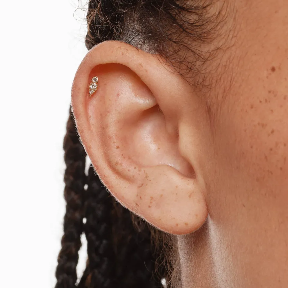 Hot Laboratory-Grown Diamond Pave Marquise Helix Single Stud Earring in 10k Gold Laboratory-grown Diamonds | Earrings