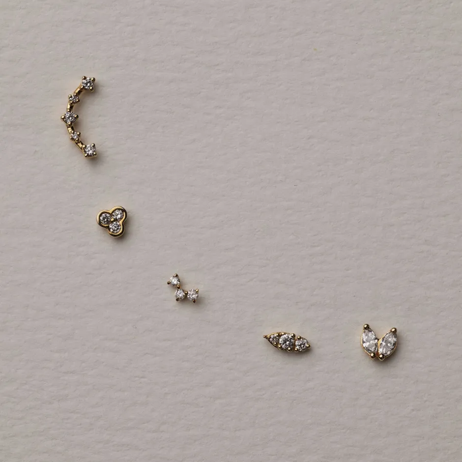 Hot Laboratory-Grown Diamond Pave Marquise Helix Single Stud Earring in 10k Gold Laboratory-grown Diamonds | Earrings