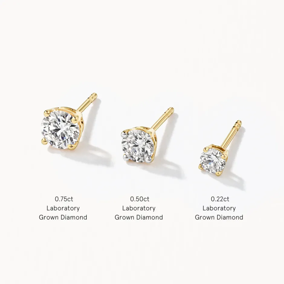 Outlet Laboratory-Grown Diamond Round Stud Earrings in 10k Gold Best Selling Gifts | Gifts For Him