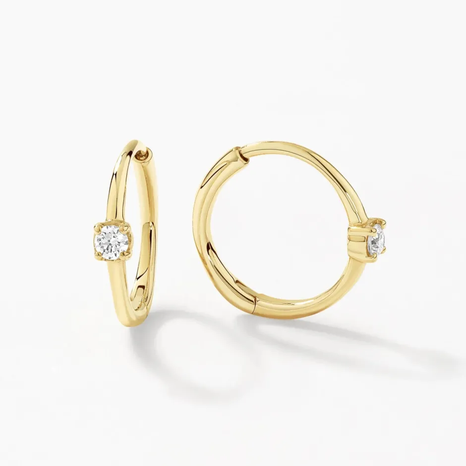Clearance Laboratory-Grown Diamond Solitaire Huggie Earrings in 10k Gold Luxe Gifting | Laboratory-grown Diamonds
