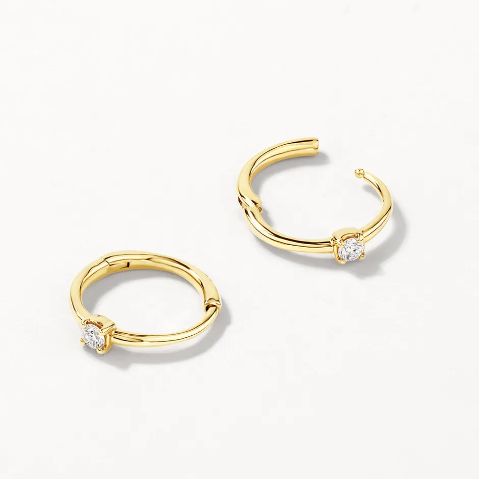 Clearance Laboratory-Grown Diamond Solitaire Huggie Earrings in 10k Gold Luxe Gifting | Laboratory-grown Diamonds
