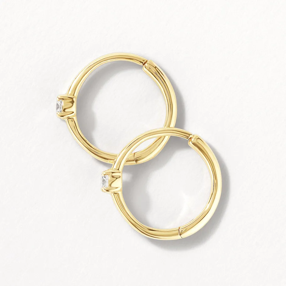 Clearance Laboratory-Grown Diamond Solitaire Huggie Earrings in 10k Gold Luxe Gifting | Laboratory-grown Diamonds