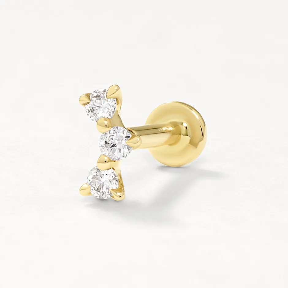 Clearance Laboratory-Grown Diamond Trio Bar Helix Single Stud Earring in 10k Gold Laboratory-grown Diamonds | Earrings