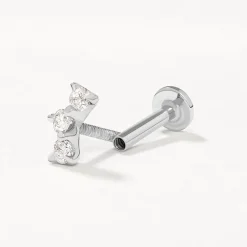 Outlet Laboratory-Grown Diamond Trio Bar Helix Single Stud Earring in Silver Laboratory-grown Diamonds | 925 Sterling Silver