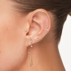 Clearance Laboratory-Grown Diamond Trio Bar Helix Single Stud Earring in 10k Gold Laboratory-grown Diamonds | Earrings