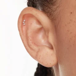 Outlet Laboratory-Grown Diamond Trio Bar Helix Single Stud Earring in Silver Laboratory-grown Diamonds | 925 Sterling Silver