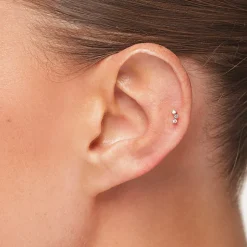 Clearance Laboratory-Grown Diamond Trio Bar Helix Single Stud Earring in 10k Gold Laboratory-grown Diamonds | Earrings