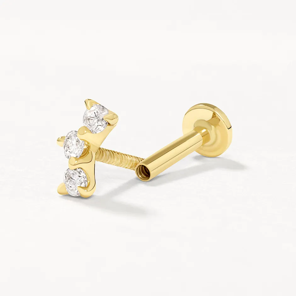 Clearance Laboratory-Grown Diamond Trio Bar Helix Single Stud Earring in 10k Gold Laboratory-grown Diamonds | Earrings