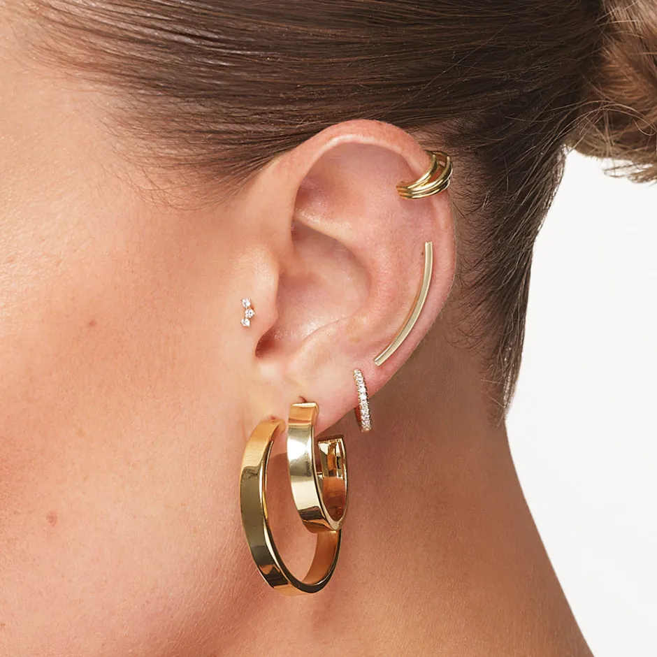 Clearance Laboratory-Grown Diamond Trio Bar Helix Single Stud Earring in 10k Gold Laboratory-grown Diamonds | Earrings
