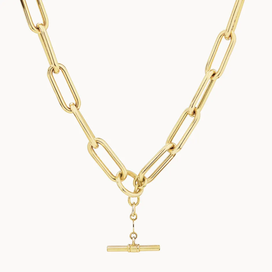 Best Large Paperclip Toggle Necklace in Gold Under $500 | 18k Fine Gold Plated