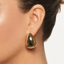 Sale Maxi Drop Dome Hoops in Gold 18k Fine Gold Plated | Earrings