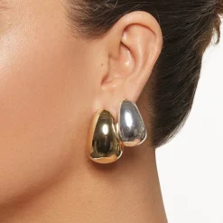 Sale Maxi Drop Dome Hoops in Gold 18k Fine Gold Plated | Earrings