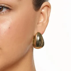 Sale Maxi Drop Dome Hoops in Gold 18k Fine Gold Plated | Earrings