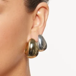 Sale Maxi Drop Dome Hoops in Gold 18k Fine Gold Plated | Earrings