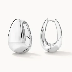New Maxi Drop Dome Hoops in Silver 925 Sterling Silver | Earrings