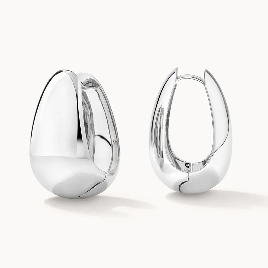 New Maxi Drop Dome Hoops in Silver 925 Sterling Silver | Earrings