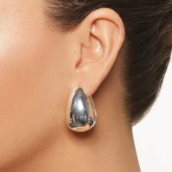 New Maxi Drop Dome Hoops in Silver 925 Sterling Silver | Earrings