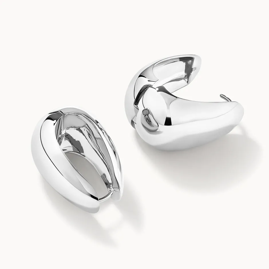 New Maxi Drop Dome Hoops in Silver 925 Sterling Silver | Earrings