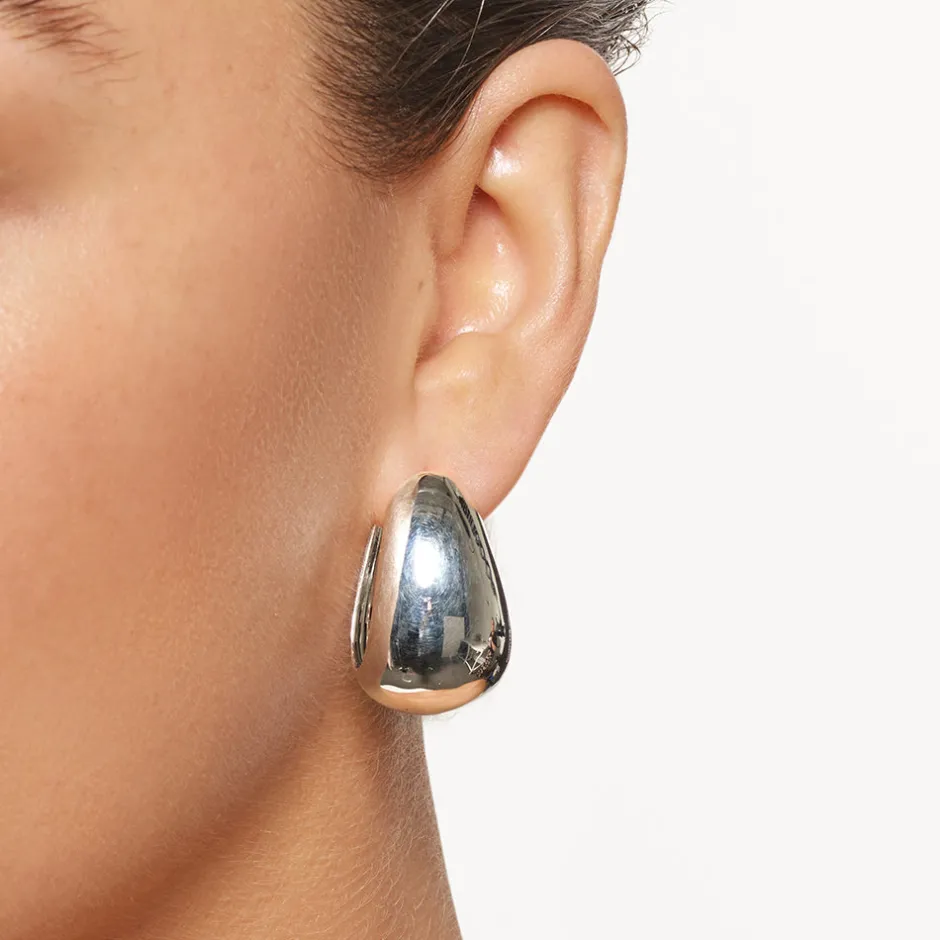 New Maxi Drop Dome Hoops in Silver 925 Sterling Silver | Earrings