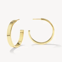 Hot Maxi Flat Hoop Earrings in Gold 18k Fine Gold Plated | Earrings