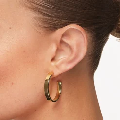 Hot Maxi Flat Hoop Earrings in Gold 18k Fine Gold Plated | Earrings