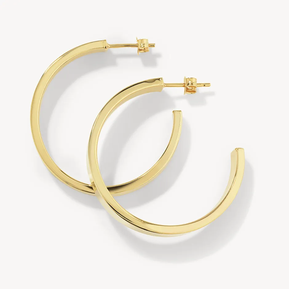 Hot Maxi Flat Hoop Earrings in Gold 18k Fine Gold Plated | Earrings