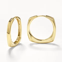 New Maxi Square Edge Hoops in Gold 18k Fine Gold Plated | Earrings
