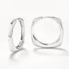 New Maxi Square Edge Hoops in Silver 925 Sterling Silver | Earrings