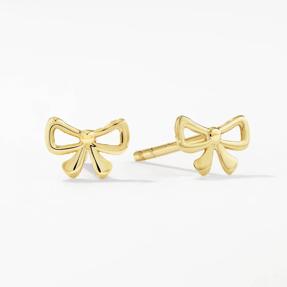 Sale Medley x Dinnara Micro Bow Stud Earrings in 10k Gold Symbolic Jewellery | Earrings