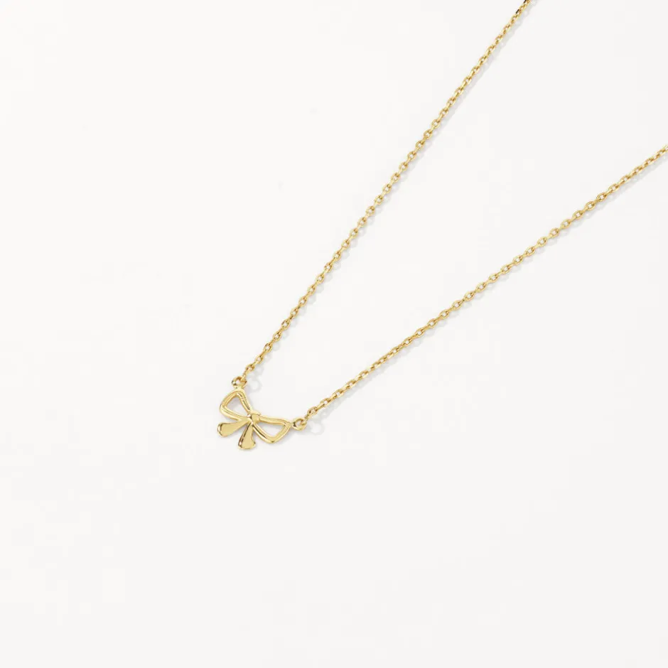 New Medley x Dinnara Micro Bow Necklace in 10k Gold Symbolic Jewellery | Necklaces & Pendants
