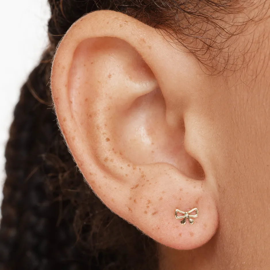 Sale Medley x Dinnara Micro Bow Stud Earrings in 10k Gold Symbolic Jewellery | Earrings