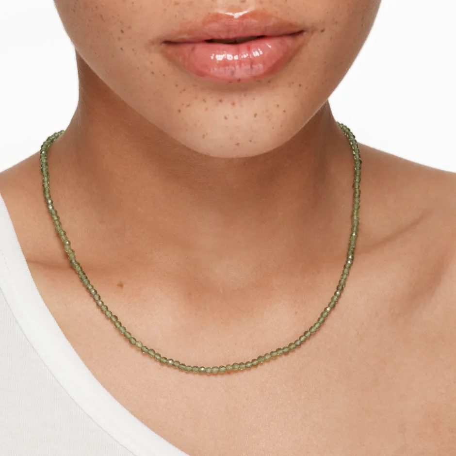 Best Micro Aventurine Bead Necklace in Gold Natural Gemstones | 18k Fine Gold Plated