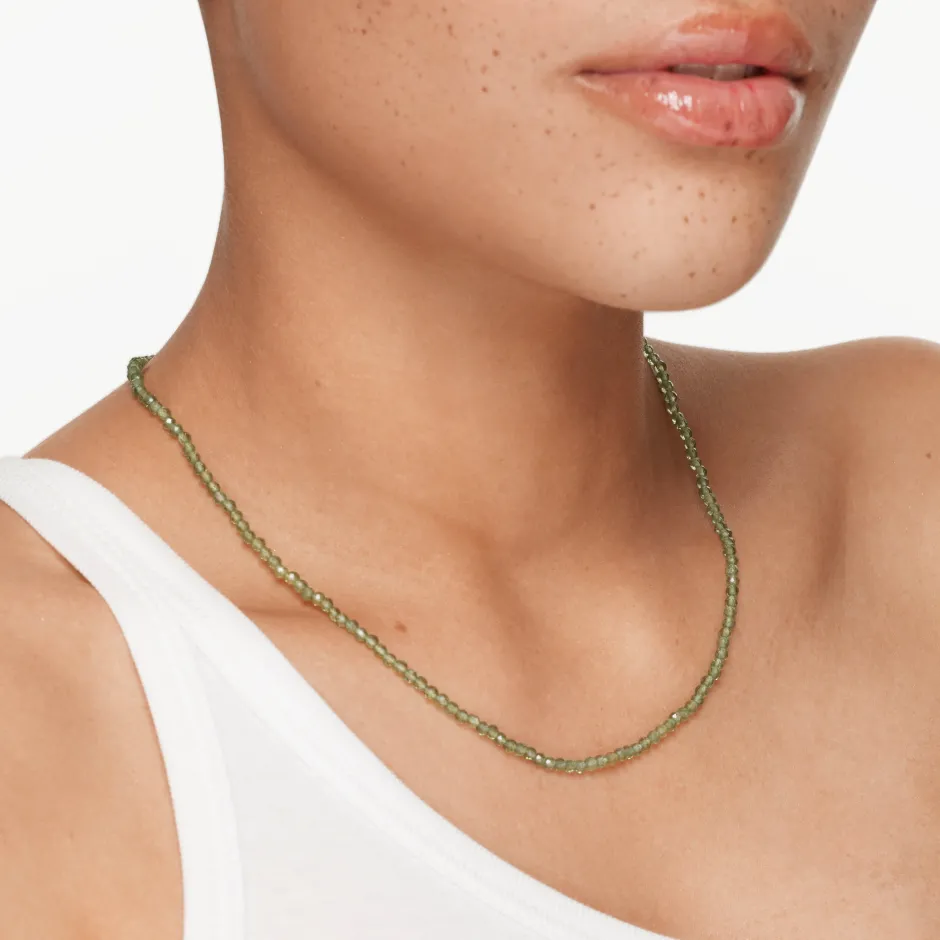 Best Micro Aventurine Bead Necklace in Gold Natural Gemstones | 18k Fine Gold Plated