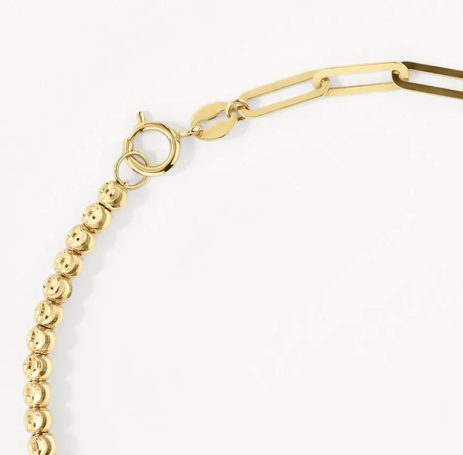 Clearance Micro Beaded Half Paperclip Chain Bracelet in 10k Gold Bracelets & Bangles | Bracelets