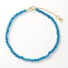 Discount Micro Blue Agate Bead Bracelet in Gold Under $150 | Natural Gemstones
